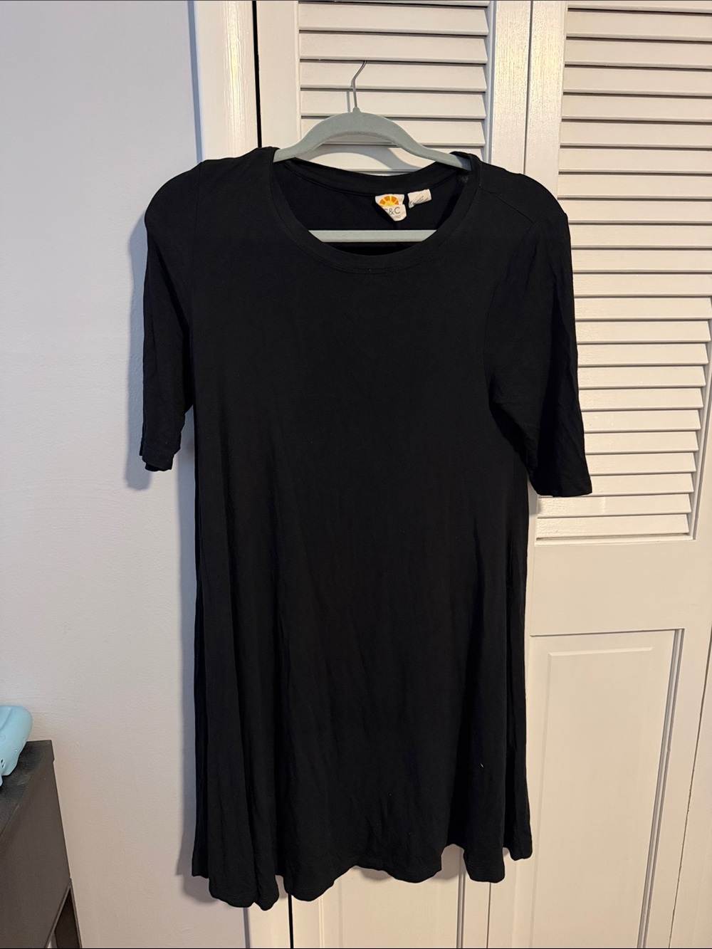 Black Crewneck Short Sleeve Dress